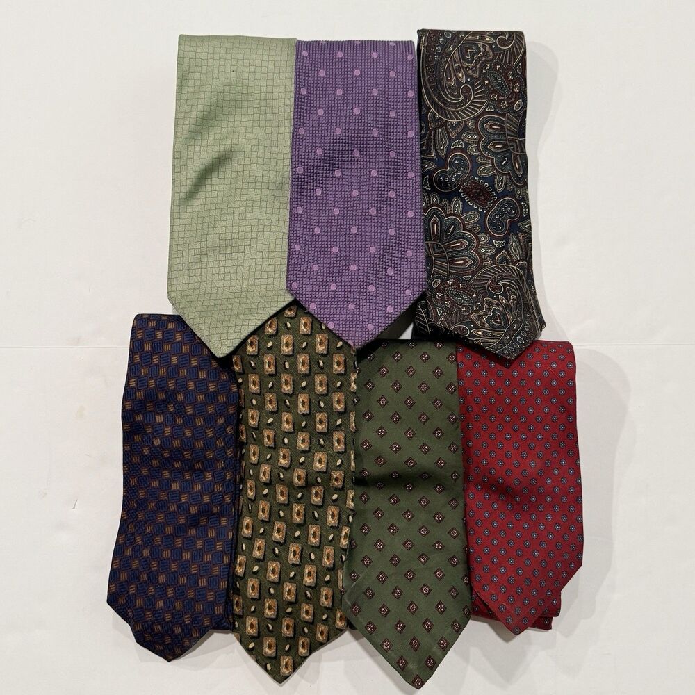 Lot of 7 Brooks Brothers Makers Striped/Geometric All Silk Ties Made In USA